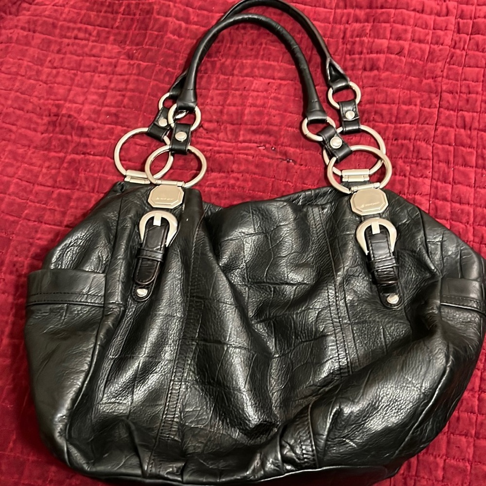 b makowsky  Black Calfskin Leather Shoulder Bag